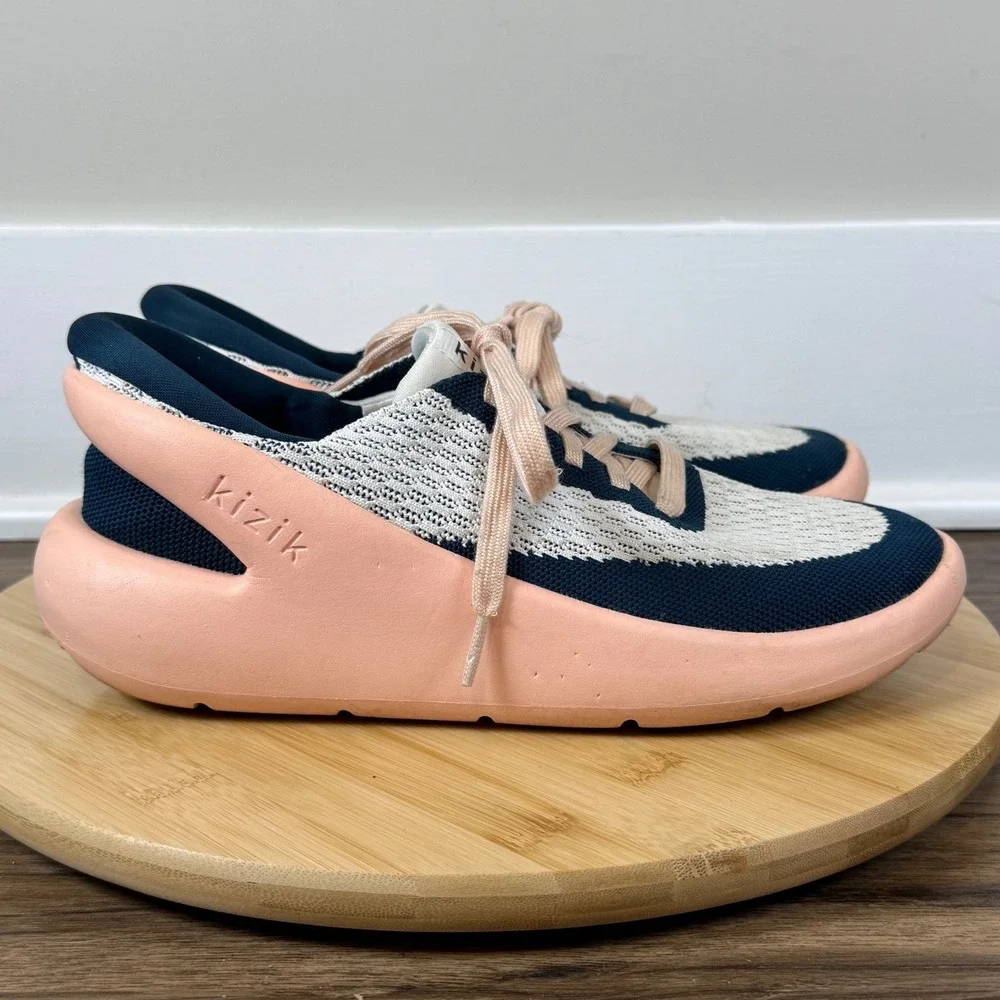 Good Kizik Roamer Sneakers Women's 8 Pink Navy Hands-Free Slip On DROABC06-1D